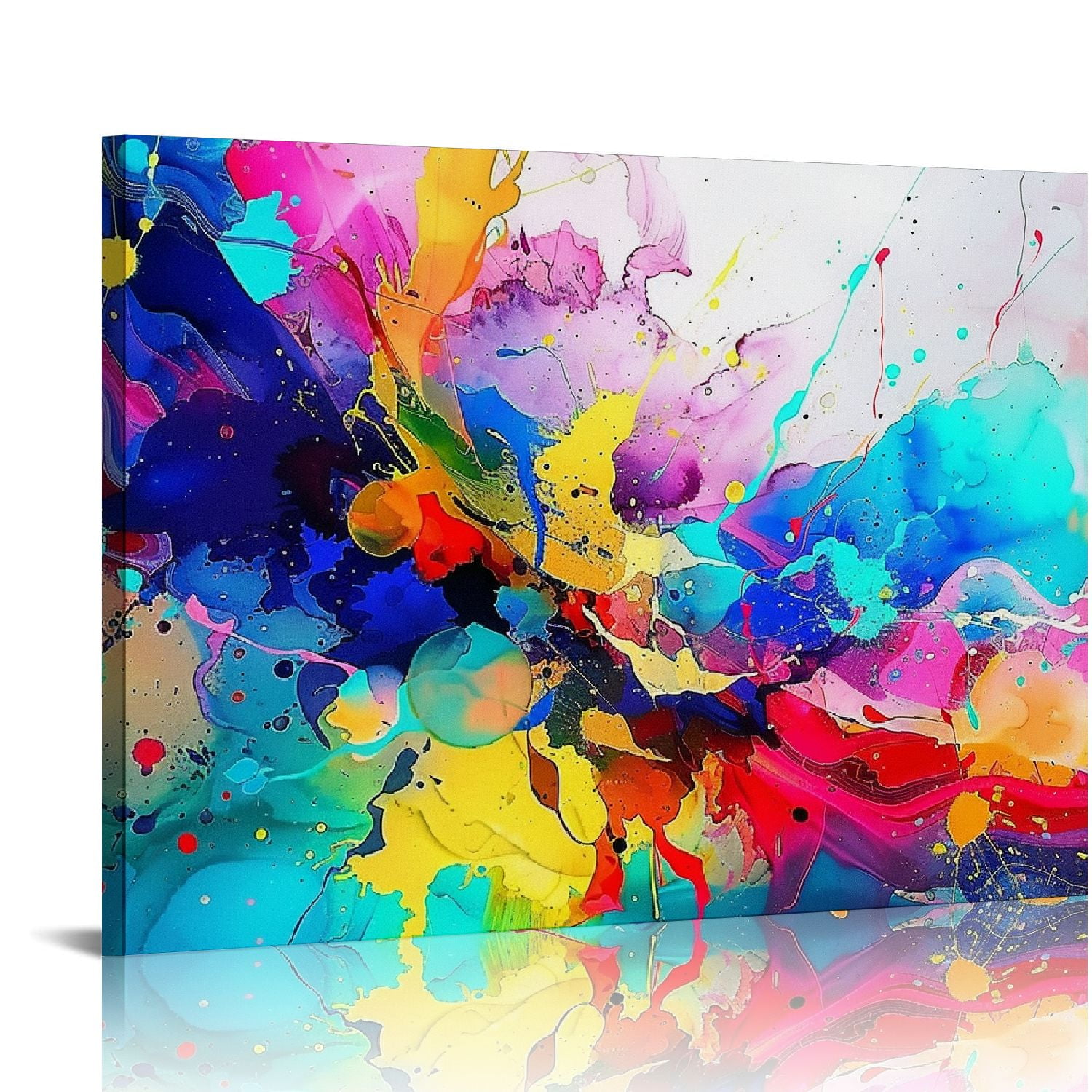 LAOTOART Modern Abstract Canvas Wall Art – Large Teal & Yellow Painting 29x59 Inches, Ready To Hang 3 thumbnail image