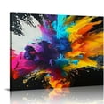 thumbnail image 1 of PIKWEEK Modern Colorful Abstract Canvas Wall Art, Colorful Paint Splashes On Canvas, Colorful Canvas Wall Art, Colorful Wall Art, Creative Design Painting Hanging Living Room Bedroom Black Frame, 1 of 5