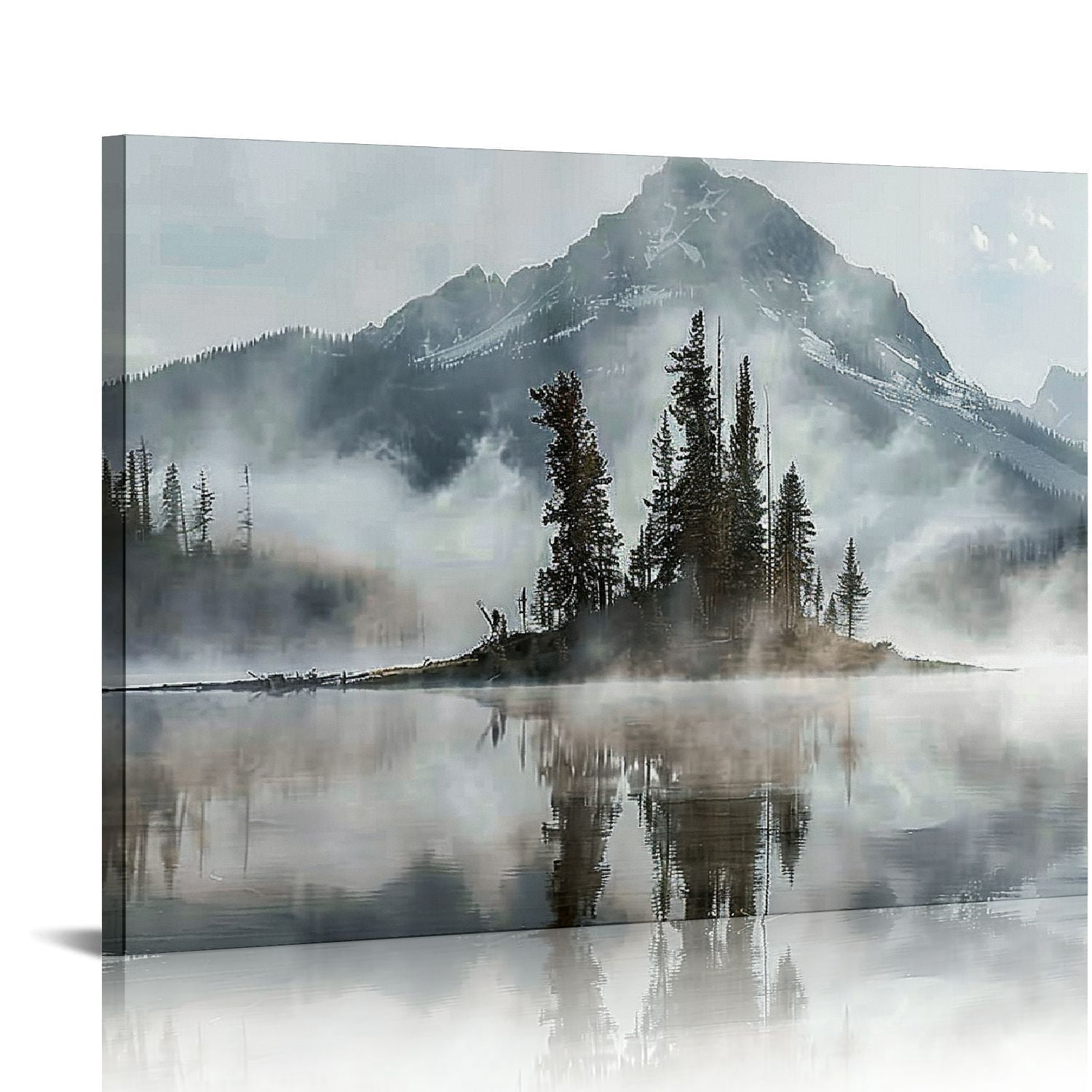 PIKWEEK Mountain Forest Wall Art Canvas - Nature Landscape Shadow Lake ...