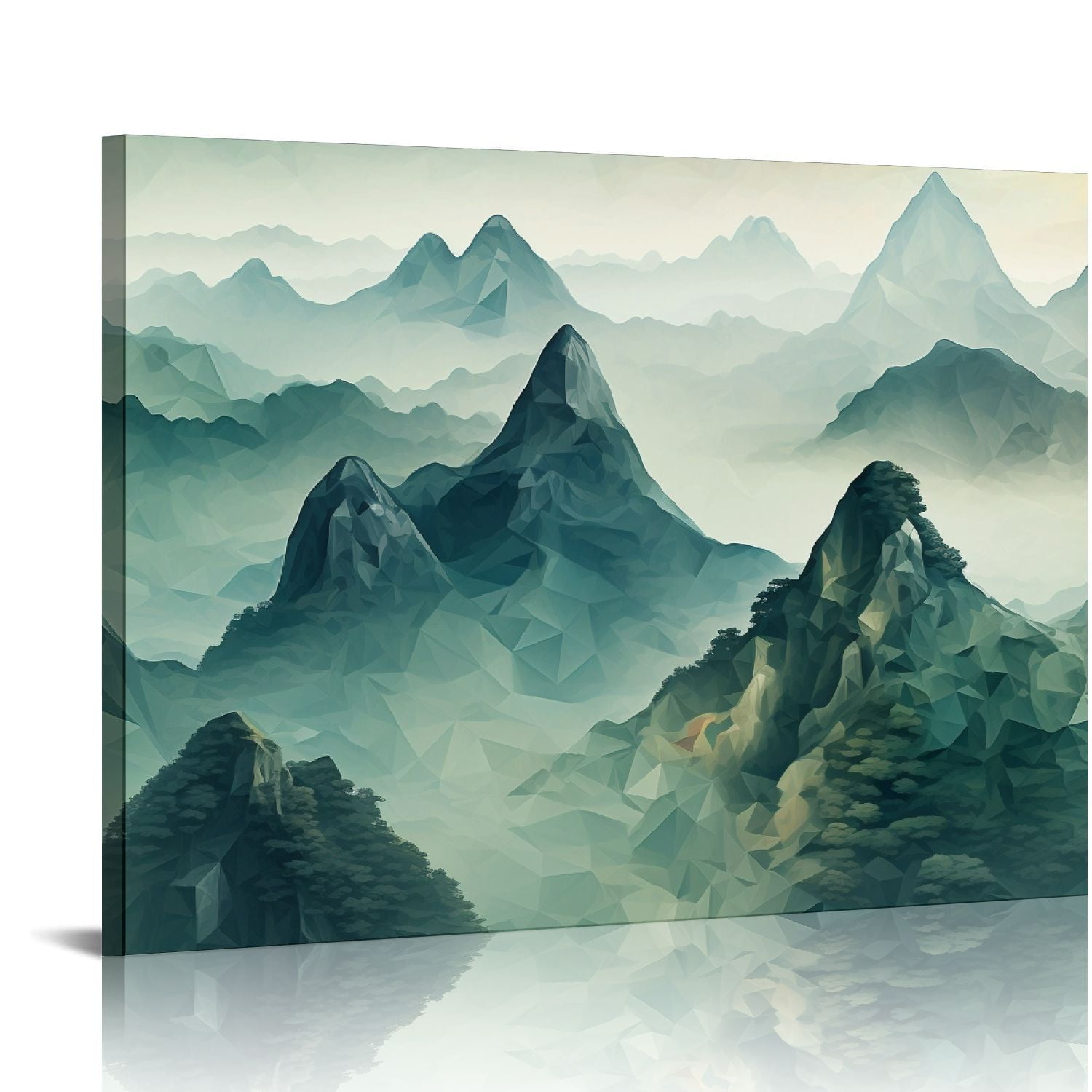 PIKWEEK Mountain Framed Canvas Wall Art Set, Forest Wall Decor
