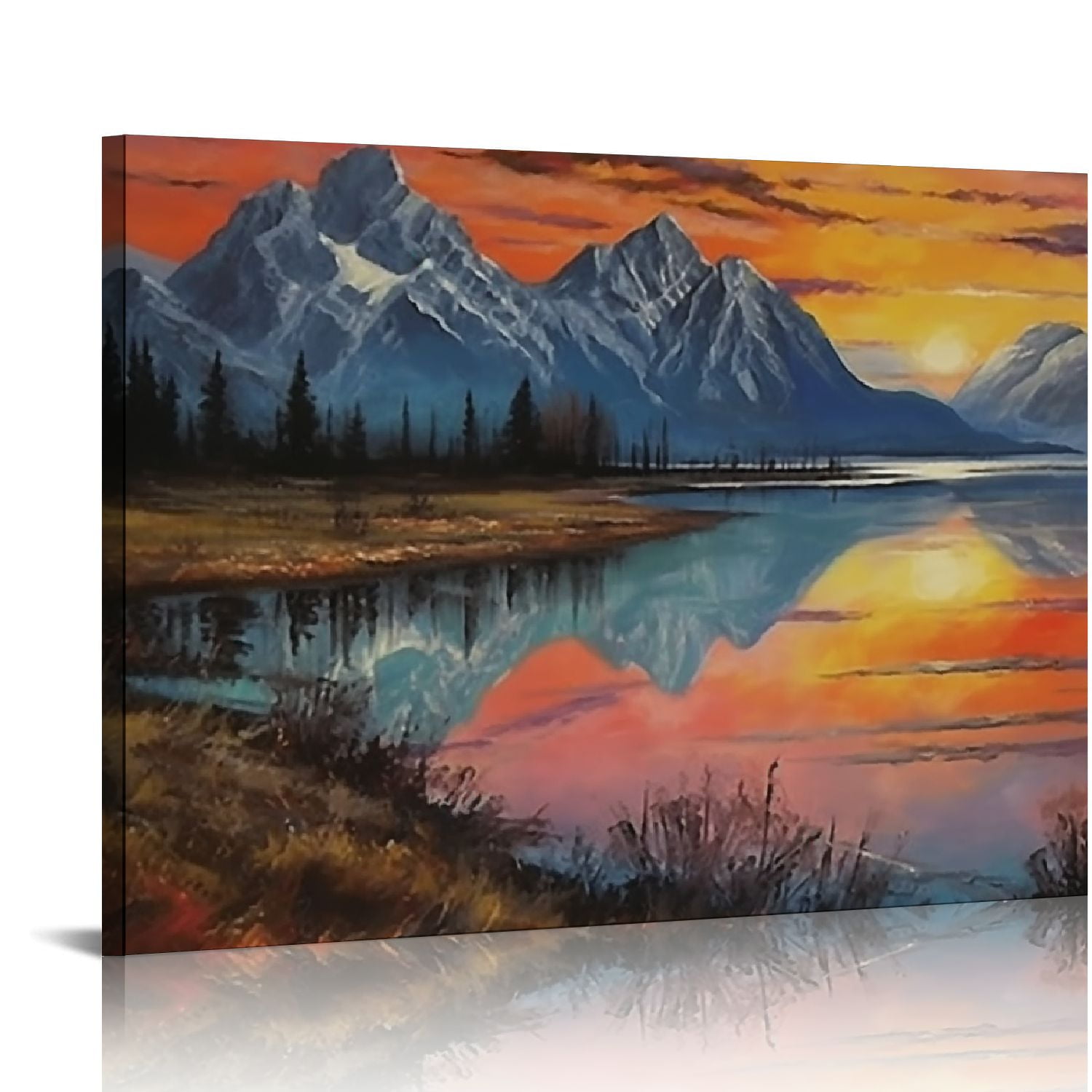 PIKWEEK Mountain Scenery Pictures Wall Art Lake Nature Wall Decor ...