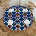 thumbnail image 1 of PIKWEEK Multicolor Fitable Fitted Round Table Cover with Elastic Colorful Arrow Geometric Patchwork Style Table ​Cover ​for Kitchen Dining Party Picnic Abstract  Tables, 1 of 7