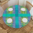 thumbnail image 1 of PIKWEEK Multicolor Waterproof Wipeable Table Cover Abstract Rainbow Colored Mosaic Pattern Elastic Edged Table Cover, Round Tables Tablecloth Table Cloth Vintage  Tables, 1 of 7
