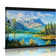 thumbnail image 1 of PIKWEEK  Nature Mountain Canvas Wall Art National Park Painting Lake Blue Ridge Landscape Picture, Panoramic Artwork Room Bedroom Bathroom Wall Decor 16*12inch/20*16inch, 1 of 6