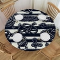 thumbnail image 1 of PIKWEEK Nautical Theme Anchor Outdoor Picnic Camping and Indoor Kitchen Dining Party Round Tablecloth White, 1 of 8