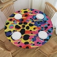 thumbnail image 1 of PIKWEEK  Neon Leopard Print Fitted Round Tablecloth with Elastic Edge Waterproof Table Cover Leopard Skin Table Cloths Modern Tables Decoration for Dining Table,Picnic,Party, 1 of 7