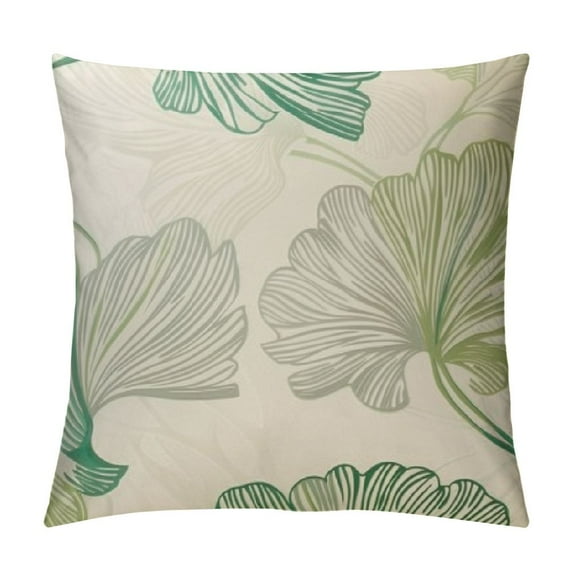 Wuche Nordic Style Blend Pillowcase with Ginkgo Leaf Pattern, Home Sofa Cushion Cover, Printed backrest Pillowcase, Invisible Zipper, Removable and Washable