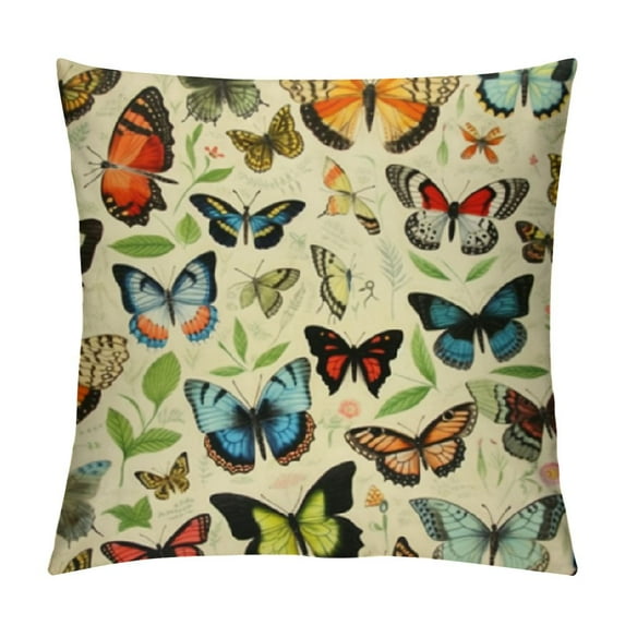 Wuche Nordics Butterfly Pillow Cover Vegetable Fruit Throw Pillow Covers Mushroom Collection Pillowcase Cushion Case Tropical Wildflower Pillow for Couch Sofa Home Office Boho Gift