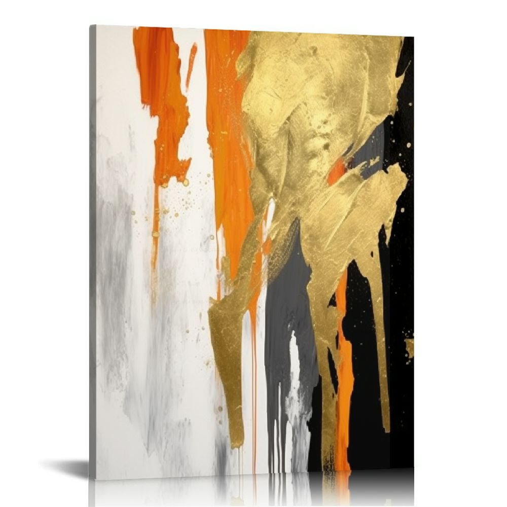 PIKWEEK Orange Abstract Canvas Wall Art Orange And Gray Painting pikweek-orange-abstract-canvas-wall-art-orange-and-gray-painting