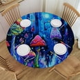 thumbnail image 1 of PIKWEEK Outdoor Picnic Camping and Indoor Kitchen Dining Party Mushroom Forest Trees Plants Flowers Landscape Round Tablecloth White, 1 of 8