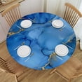 thumbnail image 1 of PIKWEEK Outdoor Picnic Camping and Indoor Kitchen Dining Party Round Tablecloth Gold and Blue Abstract Art White, 1 of 8