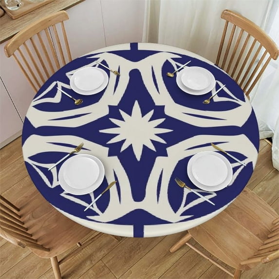 PIKWEEK Outdoor Picnic Camping and Indoor Kitchen Dining Party Round Tablecloth White