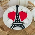 thumbnail image 1 of Wuche Paris Eiffel Tower Round Fitted Tablecloth Elastic Edge Waterproof Oil-Proof Table Cover Stain-Resistant Table Cloth Fits Round Tables, 1 of 7