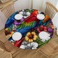 thumbnail image 1 of PIKWEEK  Parrots Fitted Round Table Cloth Exotic Beautiful Flower Branch Bright Colorful Nature Wild Animal Art Elastic Stretch Tablecloth, 1 of 7