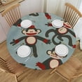thumbnail image 1 of PIKWEEK Pattern Outdoor Fitted Round Tablecloth White, 1 of 8