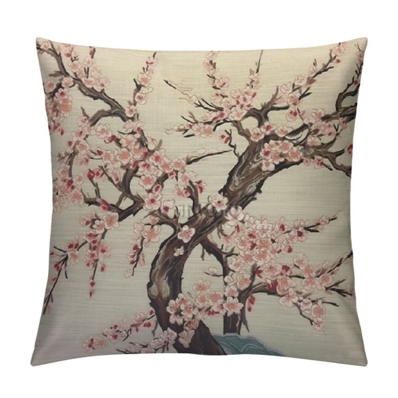 PIKWEEK Peach Blossom Branches Throw Pillow Case Cushion Covers Pink Cherry Flower Tree Spring Beautiful Nature for Couch Bed Sofa Car Waist