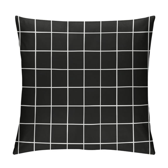 Wuche Personalized Black and White Check Gingham Grid Pattern Rectangle Decorative Pillowcases Retro Zippered Standard Pillow One Sided Multiple specifications
