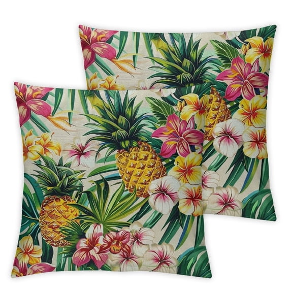 PIKWEEK Pillow Covers Summer Colorful Fresh Pineapple Tropical Fruit Cotton Throw Pillow Case Cushion Cover Outdoor Home Couch Decorative Set of 2 Multiple specifications