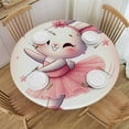 thumbnail image 1 of PIKWEEK  Pink Bunny Round Fitted Tablecloth  Fitted Table Cloth for Round Table Waterproof Wipeable Round Elastic Table Cloth Circular Table Cover with Elastic Edge, 1 of 7
