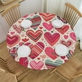thumbnail image 1 of PIKWEEK  Pink Hearts Valentines Day Round Tablecloth, Fitted Round Table Cloth with Elastic Edge Wipeable Table Protector for Indoor Outdoor Party Picnic, 1 of 7