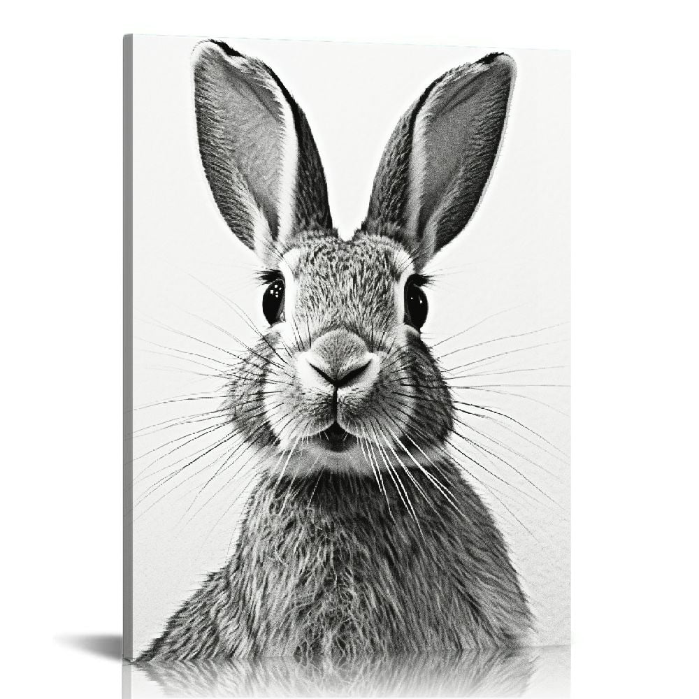 PIKWEEK , Rabbit Black White Canvas Prints Artwork Wall Art Poster for ...