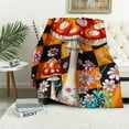 thumbnail image 1 of PIKWEEK Retro 60s 70s Groovy Flower Throw Blanket,Kawaii Trippy Mushroom Fleece Blanket for Girls Women Adult,Cute 1970 Daisy Hippie Flannel Blanket Throw Orange White Plaid Checkered, 1 of 6