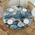 thumbnail image 1 of PIKWEEK Retro Blue Chinoiserie Chinese Style Tablecloth Round Tablecloths Round Table Cover for Circular Table, 1 of 7
