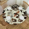thumbnail image 1 of Wuche Retro Coffee Theme Round Fitted Tablecloth Elastic Edge Waterproof Oil-Proof Table Cover Stain-Resistant Table Cloth Fits Round Tables, 1 of 7