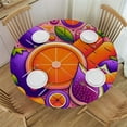 thumbnail image 1 of PIKWEEK  Round Fitted Tablecloth Carrot Apples Grapefruit Round Table Cloth with Elastic Edged Pink Waterproof Wipeable Table Cover, 1 of 7