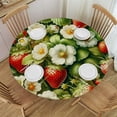 thumbnail image 1 of Wuche  Round Fitted Tablecloth Cartoon Strawberry Flower Round Table Cloth with Elastic Edged Cute Waterproof Wipeable Table Cover, 1 of 7