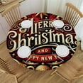 thumbnail image 1 of PIKWEEK  Round Fitted Tablecloth Christmas Flower Round Table Cloth with Elastic Edged Red Plaid Christmas Leaves Waterproof Wipeable Table Cover, 1 of 7