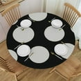 thumbnail image 1 of PIKWEEK  Round Fitted Tablecloth Classic White Polka Dot Black Cute Table Cloth with Elastic Edged Waterproof Wipeable Round Table Cover for Patio Parties Outdoor Decor White, 1 of 7