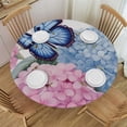 thumbnail image 1 of Wuche  Round Fitted Tablecloth Cute Flower Butterfly Floral Table Cloth with Elastic Edged Waterproof Wipeable Round Table Cover for Patio Parties Outdoor Decor, 1 of 7
