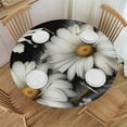thumbnail image 1 of PIKWEEK  Round Fitted Tablecloth Elegant Flower Floral Daisy Table Cloth with Elastic Edged Waterproof Wipeable Round Table Cover for Patio Parties Outdoor Decor White, 1 of 7
