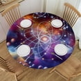 thumbnail image 1 of PIKWEEK Round Fitted Tablecloth Galaxy Star Round Table Cloth with Elastic Edged Space Planet Waterproof Wipeable Table Cover, 1 of 7
