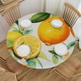 thumbnail image 1 of PIKWEEK  Round Fitted Tablecloth Lemon Flower Leaves Foral Table Cloth with Elastic Edged Waterproof Wipeable Round Table Cover for Patio Parties Outdoor Decor White, 1 of 7
