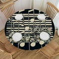 thumbnail image 1 of PIKWEEK  Round Fitted Tablecloth Musical Music Note Round Table Cloth with Elastic Edged Floral Pattern Waterproof Wipeable Table Cover, 1 of 7