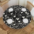 thumbnail image 1 of PIKWEEK  Round Fitted Tablecloth Musical Note Round Table Cloth with Elastic Edged Love Heart Waterproof Wipeable Table Cover, 1 of 7