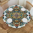 thumbnail image 1 of Wuche  Round Fitted Tablecloth Vintage Mandala Round Table Cloth with Elastic Edged Turkish Style Waterproof Wipeable Table Cover, 1 of 7