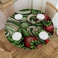 thumbnail image 1 of PIKWEEK  Round Fitted Tablecloth Watercolor Strawberry Round Table Cloth with Elastic Edged Green Stripes Waterproof Wipeable Table Cover, 1 of 7