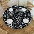 thumbnail image 1 of PIKWEEK  Round Fitted Tablecloth White Black Polka Dot Round Table Cloth with Elastic Edged Modern Waterproof Wipeable Table Cover, 1 of 7