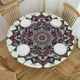 thumbnail image 1 of PIKWEEK  Round Mandala Pattern Round Tablecloth, Fitted Round Table Cloth with Elastic Edge Wipeable Table Protector for Indoor Outdoor Party Picnic, 1 of 7