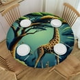 thumbnail image 1 of PIKWEEK  Round Table Cloth,Animals Zebra Giraffe Stand Under Palm Trees Safar Elastic Stretch Tablecloth for Dining, Kitchen, Wedding, Parties, Fits Tables, 1 of 7