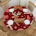 thumbnail image 1 of PIKWEEK  Round Table Cloth,Christmas Gingerbread Cookies and Candy Elastic Stretch Tablecloth for Dining, Kitchen, Wedding, Parties, Fits Tables, 1 of 7