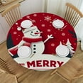 thumbnail image 1 of PIKWEEK  Round Table Cloth,Christmas Winter Landscape with Snowflakes Light Stars Merry Christma Elastic Stretch Tablecloth for Dining, Kitchen, Wedding, Parties, Fits Tables, 1 of 7