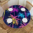 thumbnail image 1 of PIKWEEK Round Table Cloth Palm Leaves Tropical Jungle Charming Colors White, 1 of 8