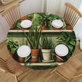 thumbnail image 1 of PIKWEEK Round Table Cloth Plant Green Botanical Vintage Plants Wood 100% Polyester Fiber Multiple Sizes Machine Washable White, 1 of 8