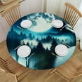thumbnail image 1 of PIKWEEK  Round Table Cloth,Wild Brown Bear and A Pine Forest Elastic Stretch Tablecloth for Dining, Kitchen, Wedding, Parties, Fits Tables, 1 of 7