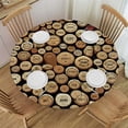 thumbnail image 1 of PIKWEEK  Round Table Cloth,Wine Cork Elastic Stretch Tablecloth for Dining, Kitchen, Wedding, Parties, Fits Tables, 1 of 7
