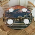 thumbnail image 1 of PIKWEEK Round Table Cover Cloth Landscape Elastic Edged Fitted Table Cover Multicolor Heavy Duty Dust-Proof Table Cover for Dining Tables, Buffet Parties and Camping, 1 of 7